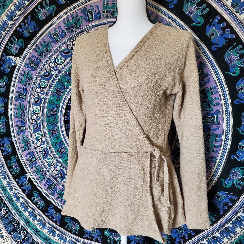Flax Women's Tan Wrap Cardigan Sweater